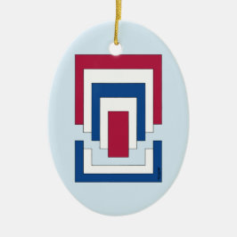 Adorno De Cerámica Resumen de Rectángulo en rojo, blanco y azul