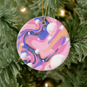 Adorno De Cerámica Resumen De Swirl En El Espacio Ultraterrestre Rosa