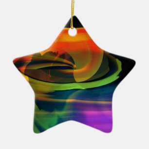 Adorno De Cerámica Resumen del arcoiris del paisaje de Alien