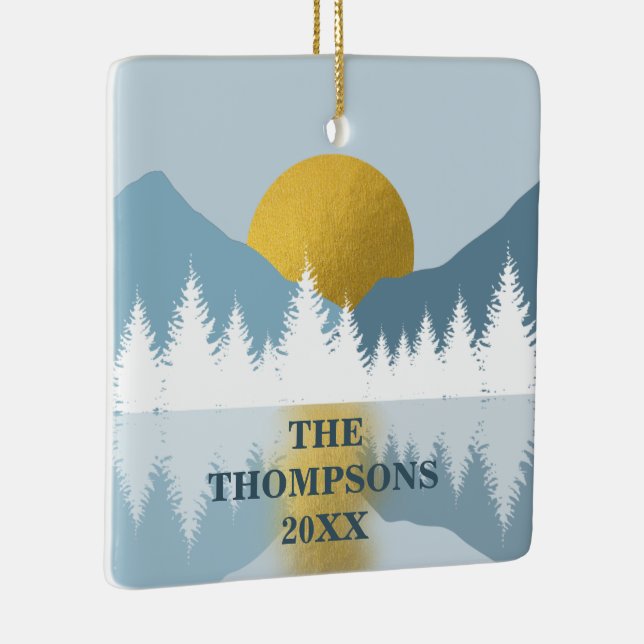 Adorno De Cerámica Resumen del paisaje Golden Winter Sunrise (Derecha)