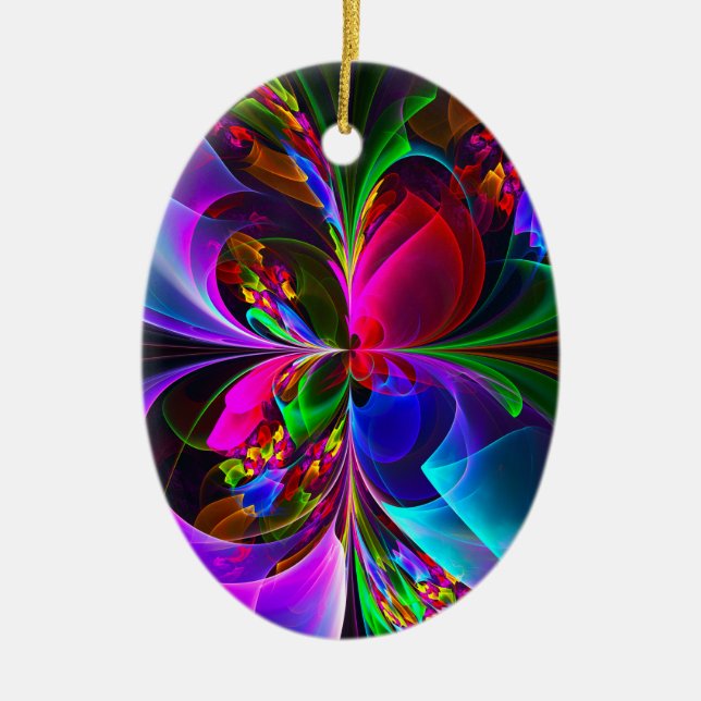 Adorno De Cerámica Resumen floral moderno Patrón azul rojo del arte # (Frente)