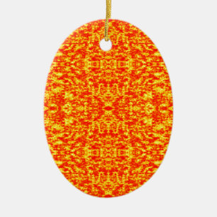 Adorno De Cerámica Resumen Fractal En Rojo Y Naranja