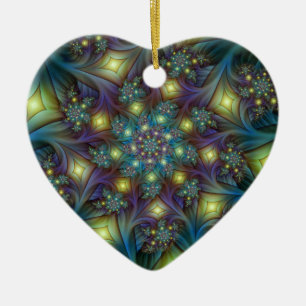 Adorno De Cerámica Resumen ilustrado brillante arte fractal púrpura V