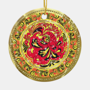 Adorno De Cerámica Resumen rojo Phoenix Bird-Gold & Sparkles
