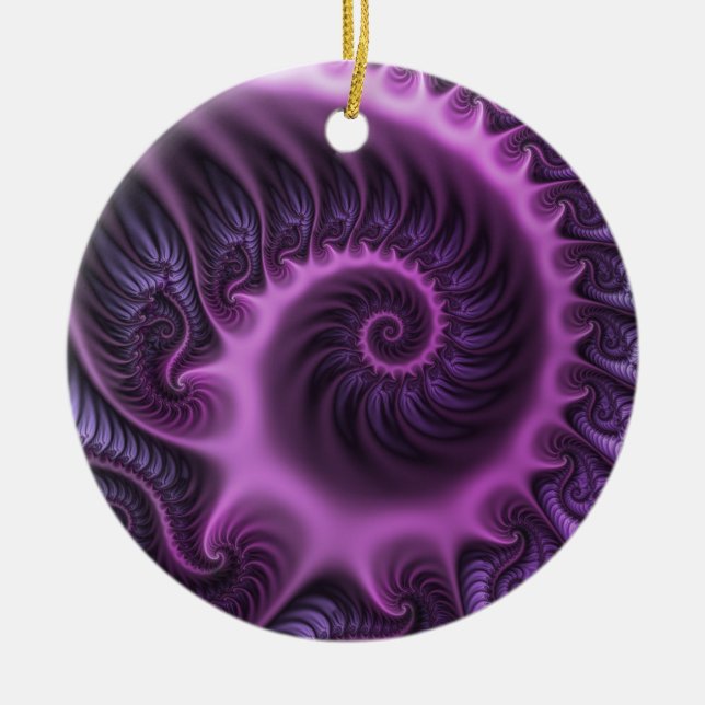 Adorno De Cerámica Resumen Vivid Guay Pink Purple Fractal Art Spiral (Frente)
