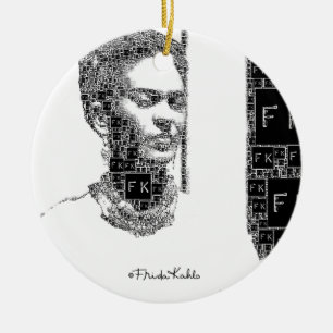 Adorno De Cerámica Retrato blanco y negro de Frida Kahlo