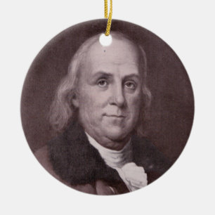 Adorno De Cerámica Retrato de Benjamin Franklin del vintage