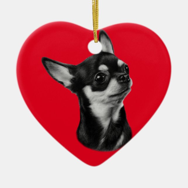 Adorno De Cerámica Retrato de chihuahua pintado a mano (Frente)