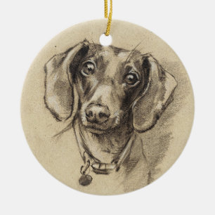 Adorno De Cerámica Retrato de Dachshund