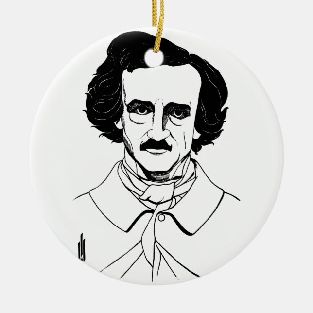 Adorno De Cerámica Retrato de Edgar Allan Poe (Frente)