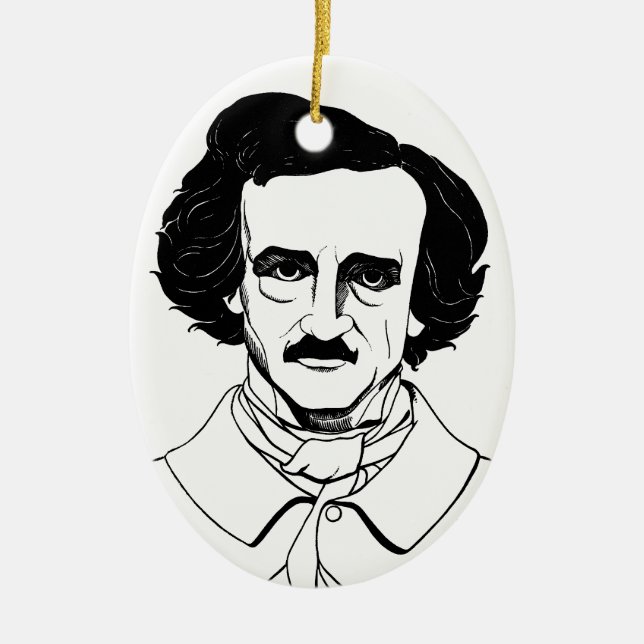 Adorno De Cerámica Retrato de Edgar Allan Poe (Frente)