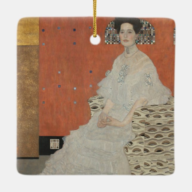 Adorno De Cerámica Retrato de Fritza Riedler por Gustav Klimt (Reverso)