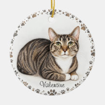 Retrato de gato con borde de huella de garra en ac