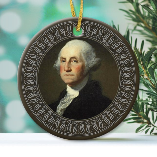 Adorno De Cerámica Retrato de George Washington (Custom Ornament)