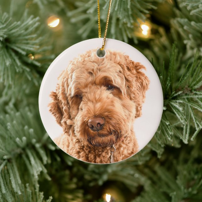 Adorno De Cerámica Retrato de Goldendoodle Studio (Árbol)