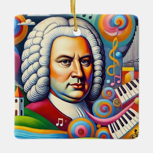 Adorno De Cerámica Retrato de Johann Sebastian Bach (Anverso)