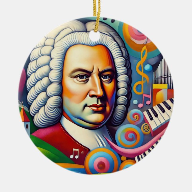 Adorno De Cerámica Retrato de Johann Sebastian Bach (Frente)