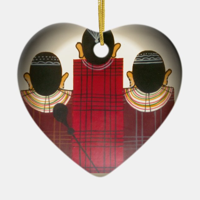 Adorno De Cerámica Retrato de la familia Maasai bajo control (Frente)