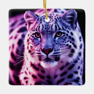 Adorno De Cerámica Retrato de leopardo de la nieve