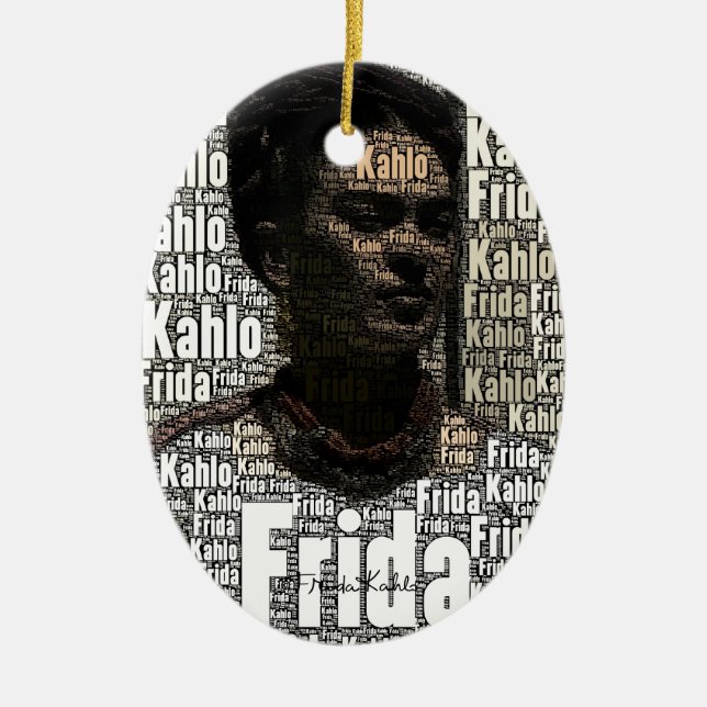 Adorno De Cerámica Retrato de letras de Frida Kahlo (Frente)