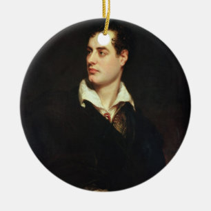 Adorno De Cerámica Retrato de Lord Byron (1788-1824) (aceite sobre li