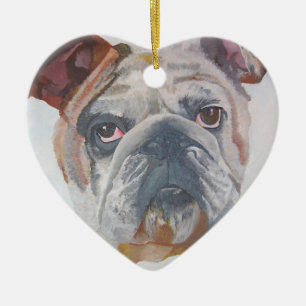 Adorno De Cerámica Retrato de Mascota artístico de Bulldog estadounid