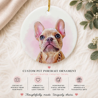 Adorno De Cerámica Retrato de mascota personalizado Pintura acuarela