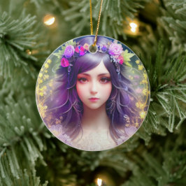 Adorno De Cerámica Retrato de mujer hermosa al estilo mucha vintage