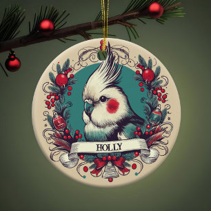 Adorno De Cerámica Retrato de pájaro de vacaciones para Navidades de