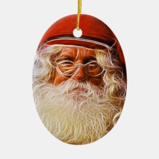 Adorno De Cerámica Retrato de Papá Noel del navidad del padre del (Frente)