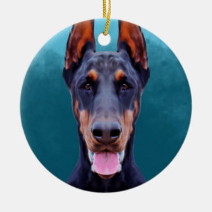 Adorno De Cerámica Retrato de perro de Doberman