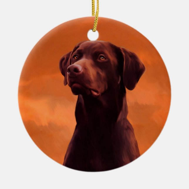 Adorno De Cerámica Retrato de perro negro de Labrador (Frente)
