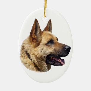 Adorno De Cerámica Retrato de perro pastor alsaciano alemán