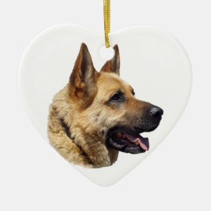 Adorno De Cerámica Retrato de perro pastor alsaciano alemán