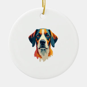 Adorno De Cerámica Retrato de perro vintage colorido al estilo Pop Ar