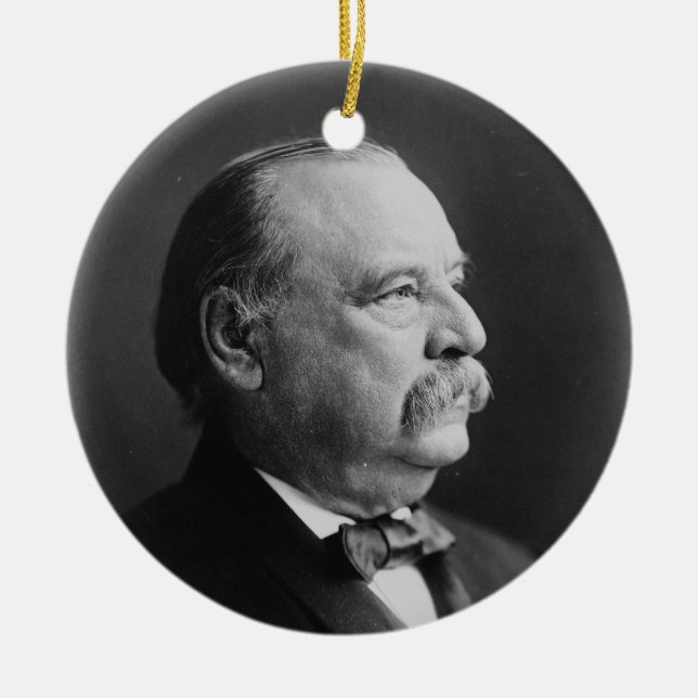 Adorno De Cerámica Retrato de presidente Stephen Grover Cleveland (Frente)