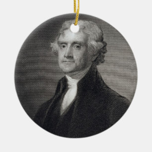 Adorno De Cerámica Retrato de Thomas Jefferson, grabado por el Br de
