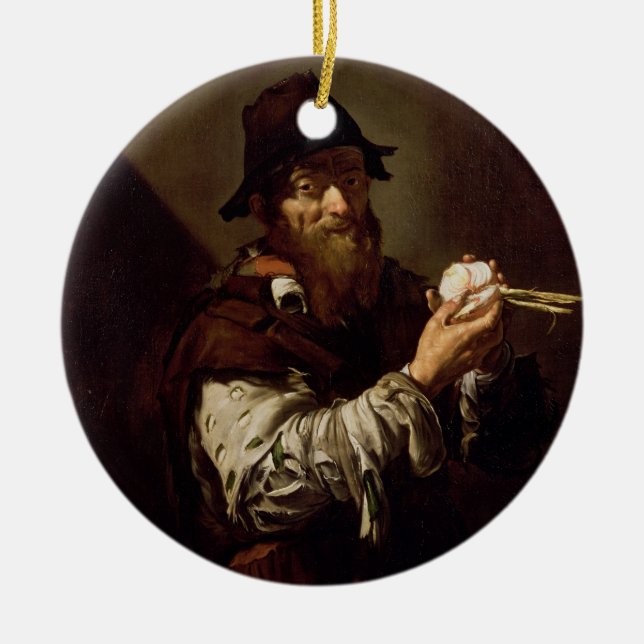 Adorno De Cerámica Retrato de un viejo hombre con una cebolla (aceite (Frente)
