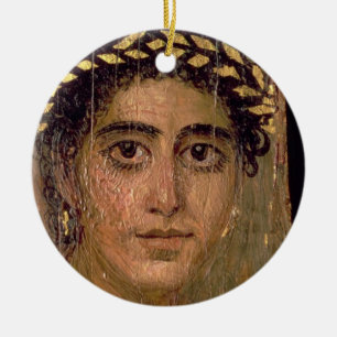 Adorno De Cerámica Retrato de una mujer, de Fayum, Romano-Egipcio,