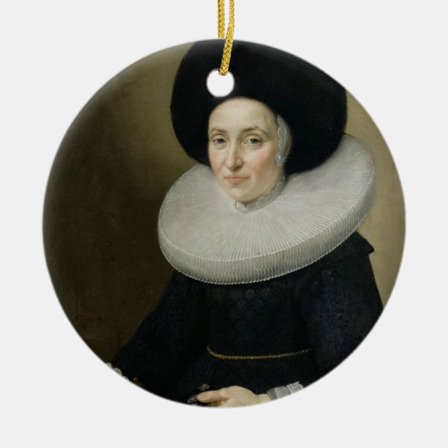 Adorno De Cerámica Retrato de una señora, envejecido 47, 1647 (aceite (Frente)