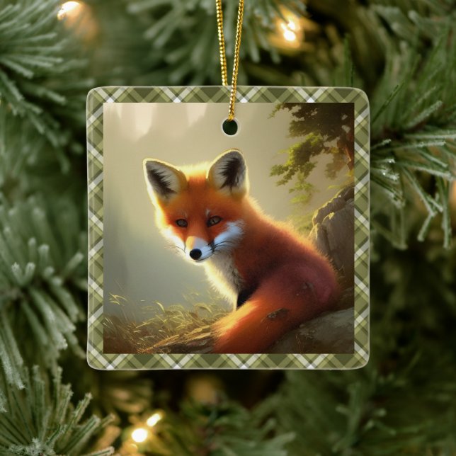 Adorno De Cerámica Retrato de vida salvaje Baby Red Fox Personalizado (Árbol)