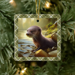 Adorno De Cerámica Retrato de vida silvestre Baby Otter Personalizado