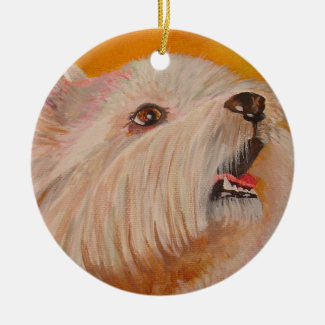 Adorno De Cerámica Retrato de West Highland White Terrier (Frente)