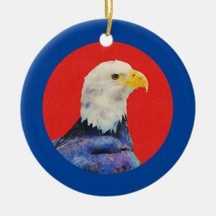 Adorno De Cerámica Retrato en acuarela del águila calva