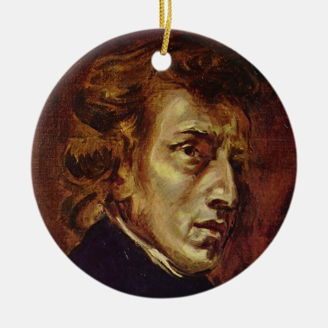 Adorno De Cerámica Retrato Frederic Chopin de Eugene Delacroix (Frente)