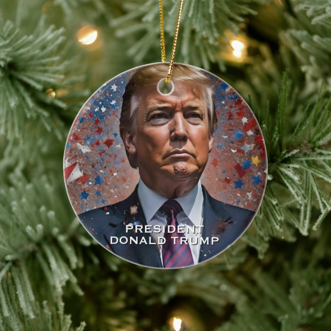 Adorno De Cerámica Retrato moderno del presidente Donald Trump (Árbol)