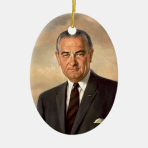 Adorno De Cerámica Retrato Oficial de Lyndon Johnson