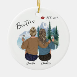 Adorno De Cerámica Retrato personalizado de mejor amigo - Personaliza
