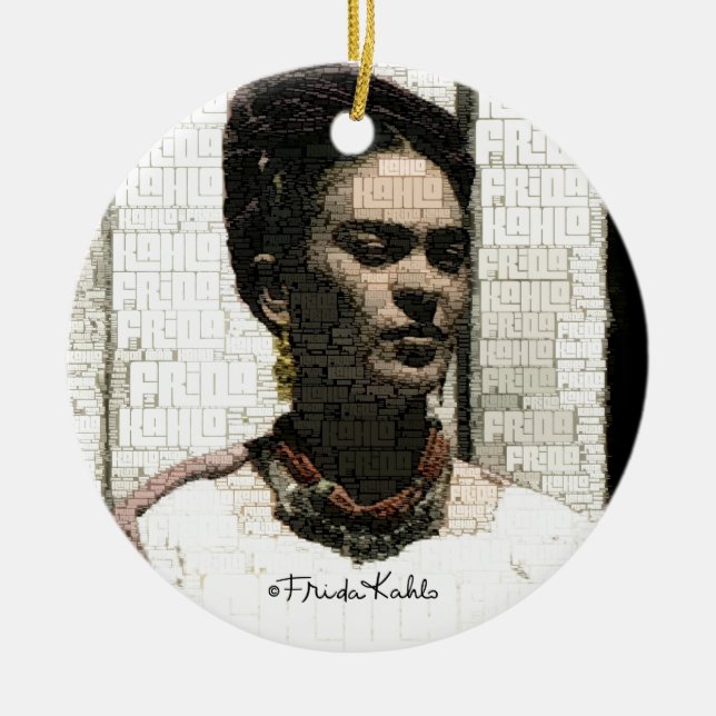 Adorno De Cerámica Retrato textil de Frida Kahlo (Frente)