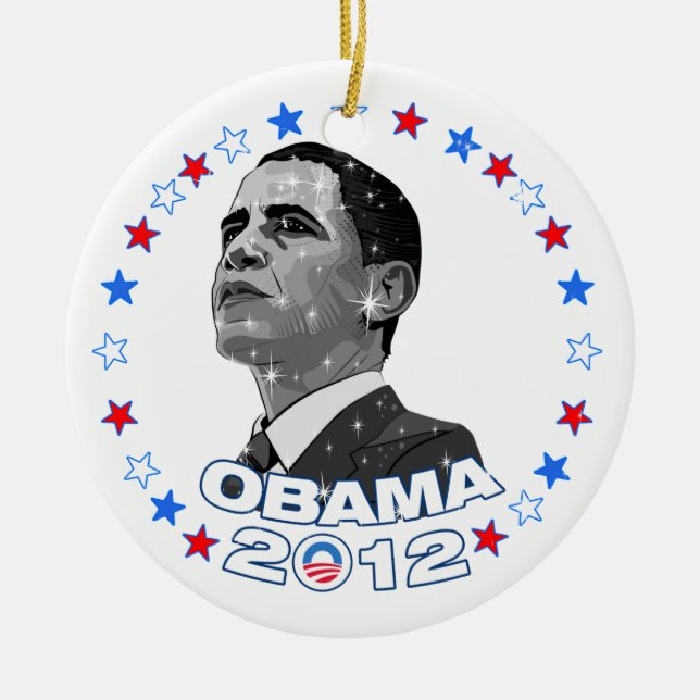 Adorno De Cerámica Retrato y estrellas de Obama 2012 (Frente)